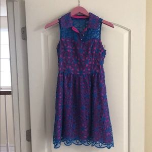 Lilly Pulitzer blue and pink over lace dress